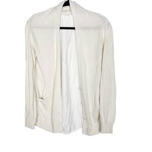 Lululemon Womens 4 White Cardi In The Front Sweater Boolux Tencel Button Front